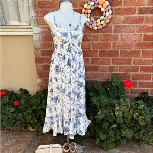 Floral Blue and White Summer Dress